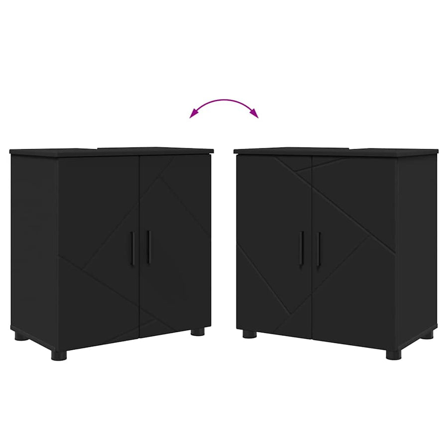 Badkamermeubelset met lade 4 pcs Zwart Bewerkt hout & Metaal