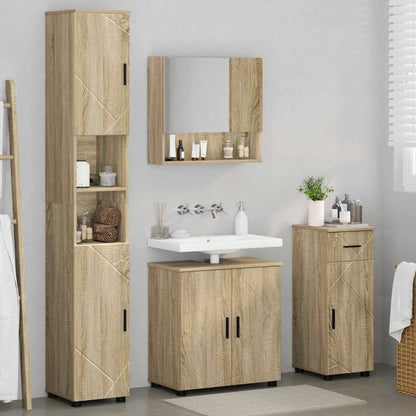 Badkamermeubelset 4 pcs Sonoma Eiken Bewerkt hout & Metaal
