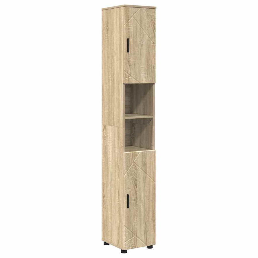 Badkamermeubelset 4 pcs Sonoma Eiken Bewerkt hout & Metaal