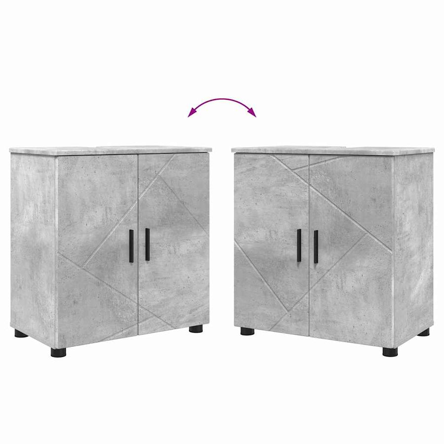 Badkamermeubelset 4 pcs Beton Grijs Bewerkt hout & Metaal