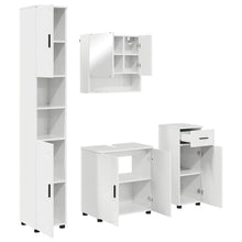 Badkamermeubelset 4 pcs Hoogglans wit Bewerkt hout & Metaal