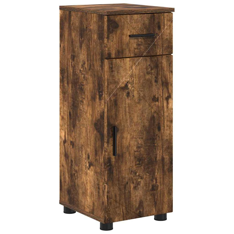 Badkamermeubelset 4 pcs Gerookt eiken Bewerkt hout & Metaal