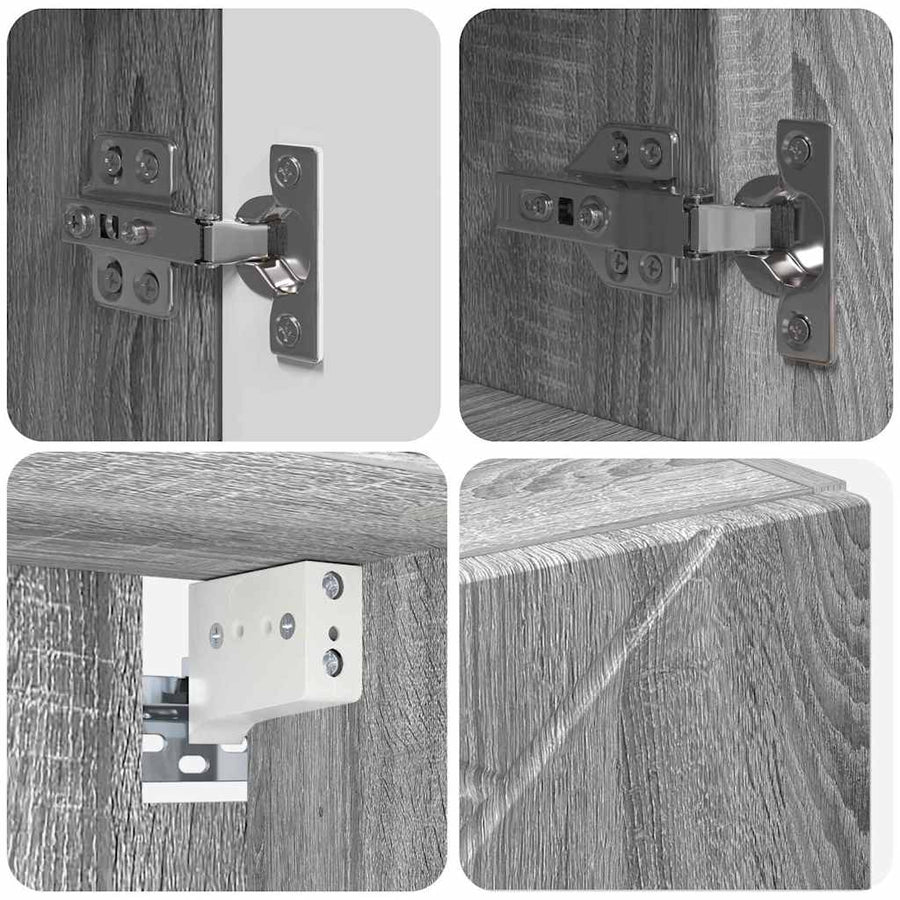 Badkamermeubelset 4 pcs Grijs Sonoma Bewerkt hout & Metaal