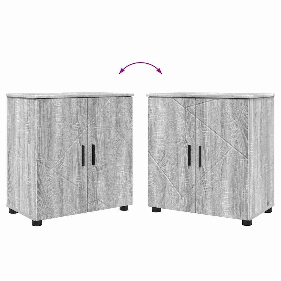 Badkamermeubelset 4 pcs Grijs Sonoma Bewerkt hout & Metaal