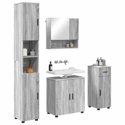 Badkamermeubelset 4 pcs Grijs Sonoma Bewerkt hout & Metaal