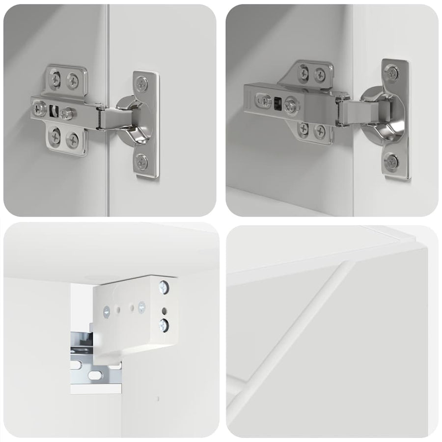 Badkamermeubelset met opslag 5 pcs Wit Bewerkt hout & Metaal