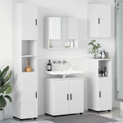 Badkamermeubelset met opslag 5 pcs Wit Bewerkt hout & Metaal