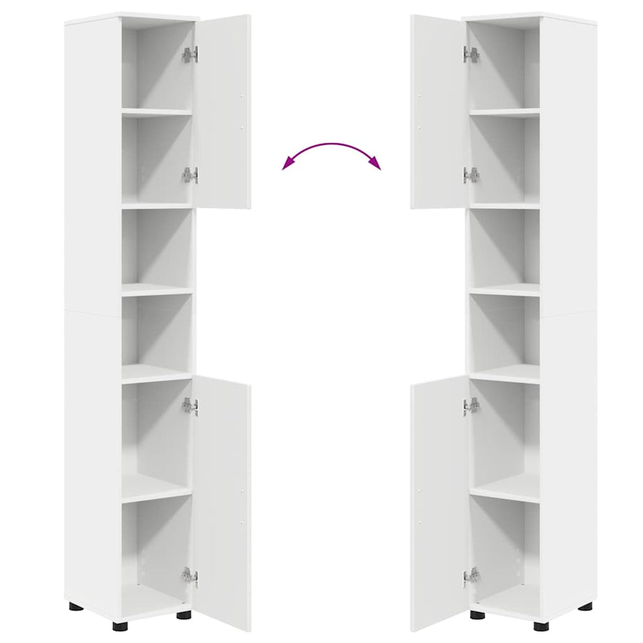 Badkamermeubelset met opslag 5 pcs Wit Bewerkt hout & Metaal