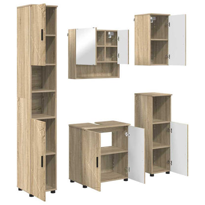 Badkamermeubelset 5 pcs Sonoma Eiken Bewerkt hout & Metaal