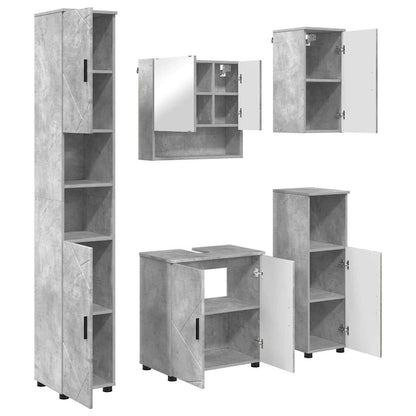 Badkamermeubelset 5 pcs Beton Grijs Bewerkt hout & Metaal