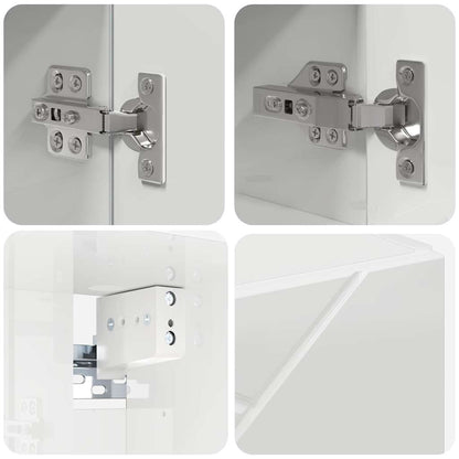 Badkamermeubelset 5 pcs Hoogglans wit Bewerkt hout & Metaal