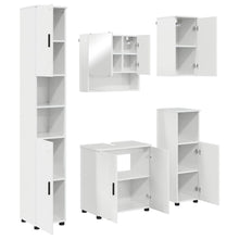 Badkamermeubelset 5 pcs Hoogglans wit Bewerkt hout & Metaal