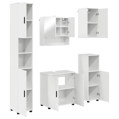 Badkamermeubelset 5 pcs Hoogglans wit Bewerkt hout & Metaal