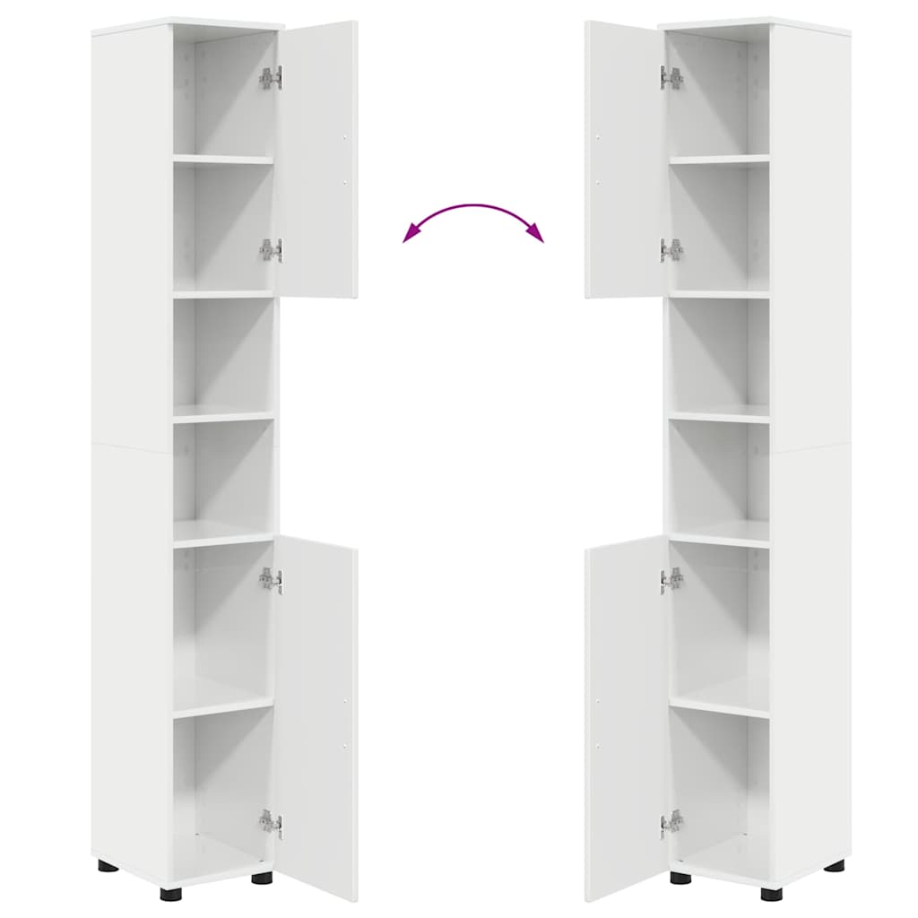 Badkamermeubelset 5 pcs Hoogglans wit Bewerkt hout & Metaal