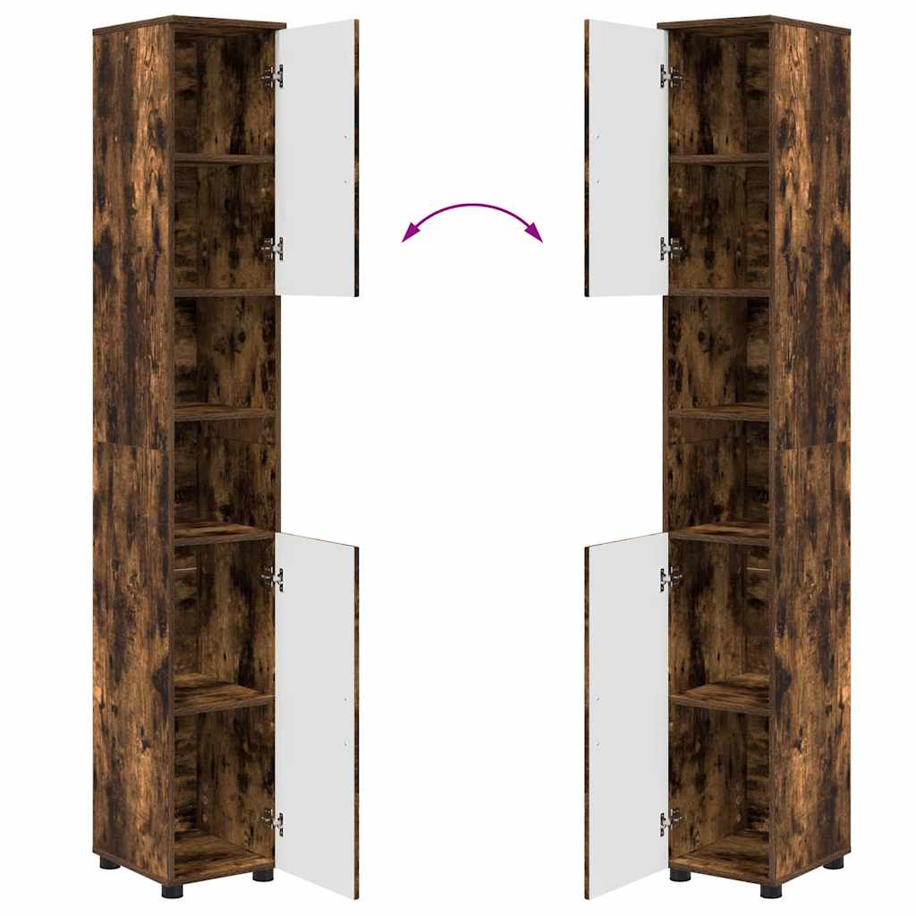 Badkamermeubelset 5 pcs Gerookt eiken Bewerkt hout & Metaal