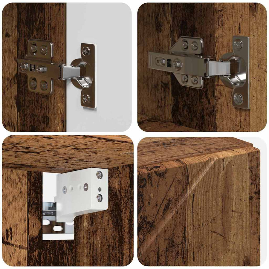 Badkamermeubelset 5 pcs Oud Hout Bewerkt hout & Metaal