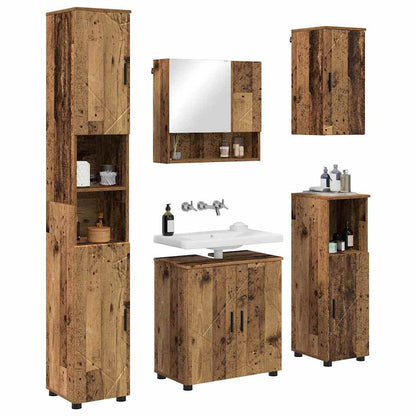 Badkamermeubelset 5 pcs Oud Hout Bewerkt hout & Metaal