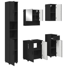 Badkamermeubelset met lade 5 pcs Zwart Bewerkt hout & Metaal