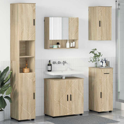 Badkamermeubelset 5 pcs Sonoma Eiken Bewerkt hout & Metaal
