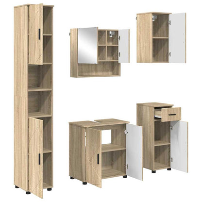 Badkamermeubelset 5 pcs Sonoma Eiken Bewerkt hout & Metaal