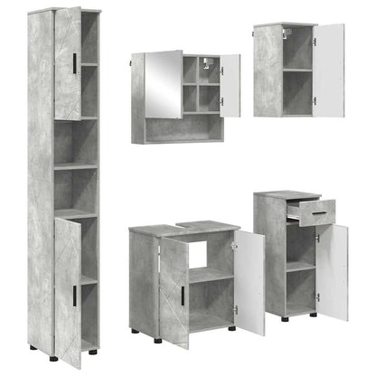 Badkamermeubelset 5 pcs Beton Grijs Bewerkt hout & Metaal