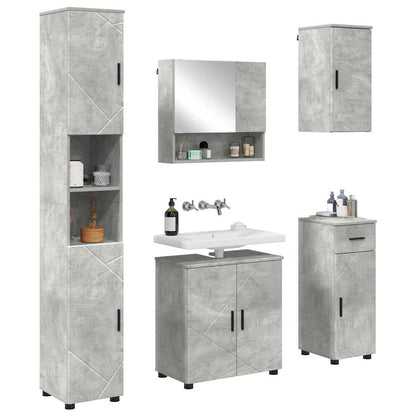 Badkamermeubelset 5 pcs Beton Grijs Bewerkt hout & Metaal