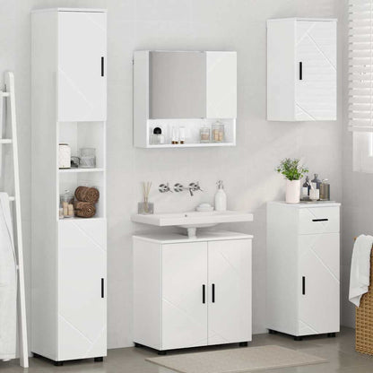 Badkamermeubelset 5 pcs Hoogglans wit Bewerkt hout & Metaal