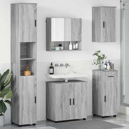 Badkamermeubelset 5 pcs Grijs Sonoma Bewerkt hout & Metaal