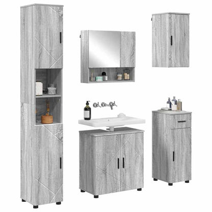 Badkamermeubelset 5 pcs Grijs Sonoma Bewerkt hout & Metaal