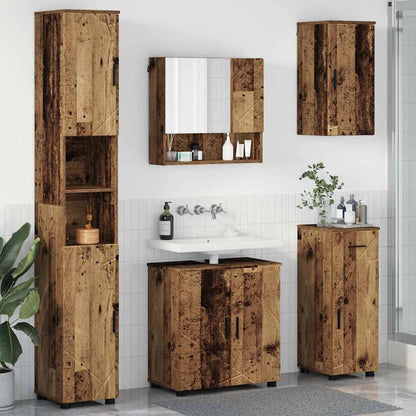 Badkamermeubelset met lade 5 pcs Oud Hout Bewerkt hout & Metaal