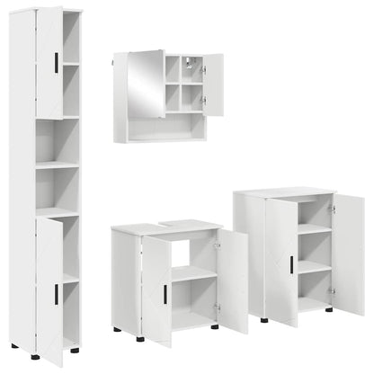 Badkamermeubelset met opslag 4 pcs Wit Bewerkt hout & Metaal