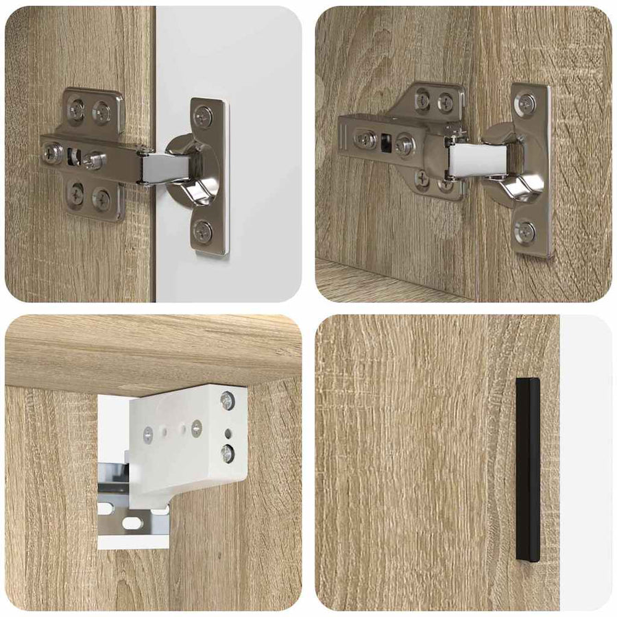 Badkamermeubelset 4 pcs Sonoma Eiken Bewerkt hout & Metaal