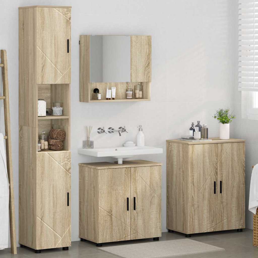 Badkamermeubelset 4 pcs Sonoma Eiken Bewerkt hout & Metaal