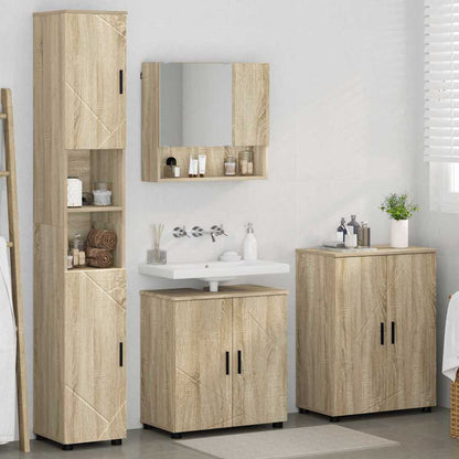 Badkamermeubelset 4 pcs Sonoma Eiken Bewerkt hout & Metaal