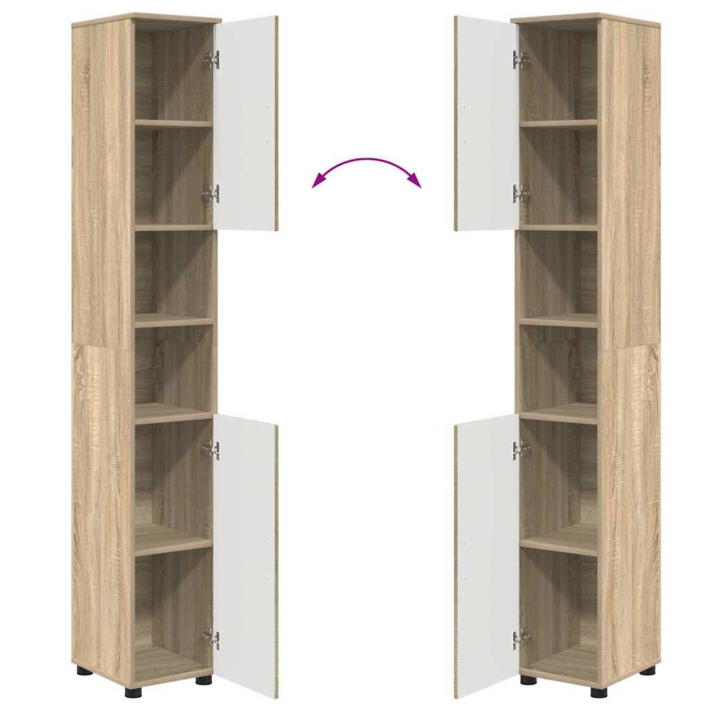 Badkamermeubelset 4 pcs Sonoma Eiken Bewerkt hout & Metaal
