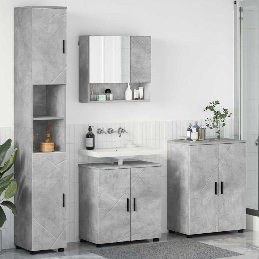 Badkamermeubelset 4 st Beton Grijs 61 x 35 x 64 cm