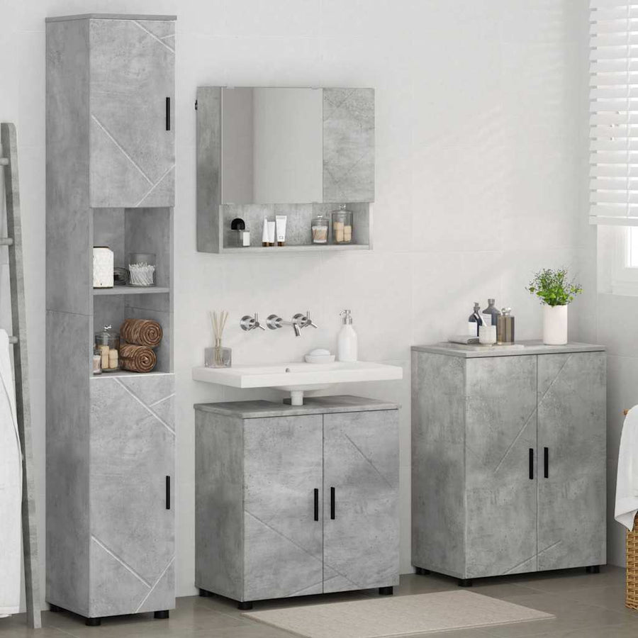 Badkamermeubelset 4 st Beton Grijs 61 x 35 x 64 cm