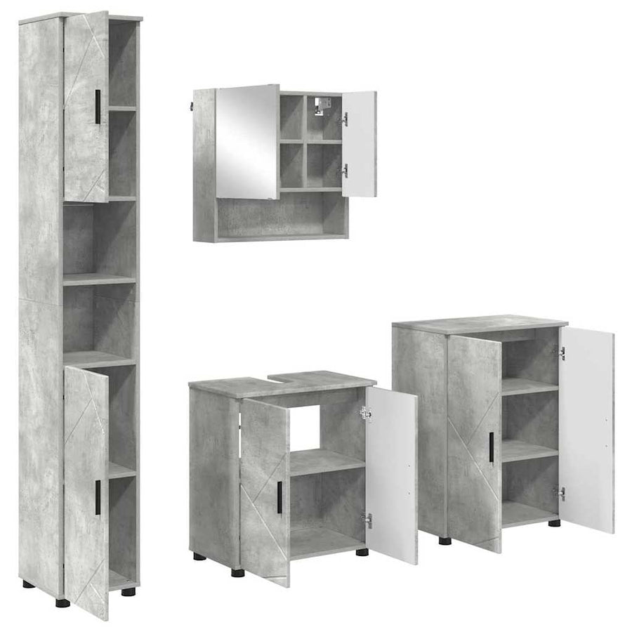 Badkamermeubelset 4 st Beton Grijs 61 x 35 x 64 cm
