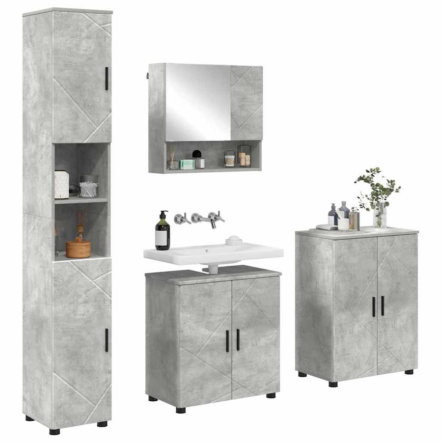 Badkamermeubelset 4 st Beton Grijs 61 x 35 x 64 cm