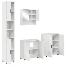 Badkamermeubelset 4 pcs Hoogglans wit Bewerkt hout & Metaal
