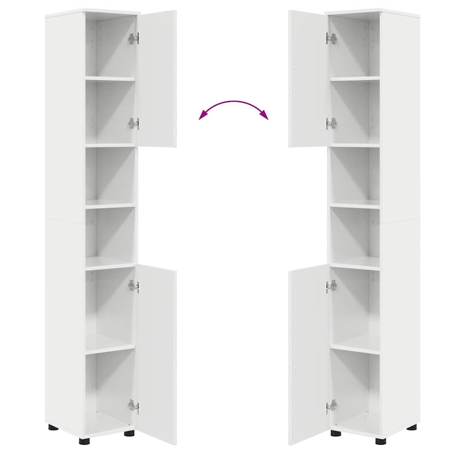 Badkamermeubelset 4 pcs Hoogglans wit Bewerkt hout & Metaal