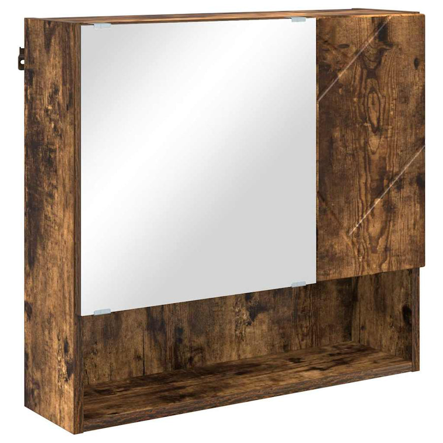 Badkamermeubelset 4 pcs Gerookt eiken Bewerkt hout & Metaal