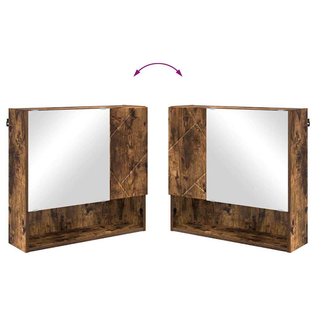 Badkamermeubelset 4 pcs Gerookt eiken Bewerkt hout & Metaal