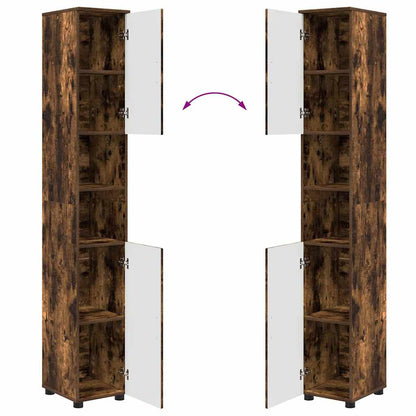 Badkamermeubelset 4 pcs Gerookt eiken Bewerkt hout & Metaal