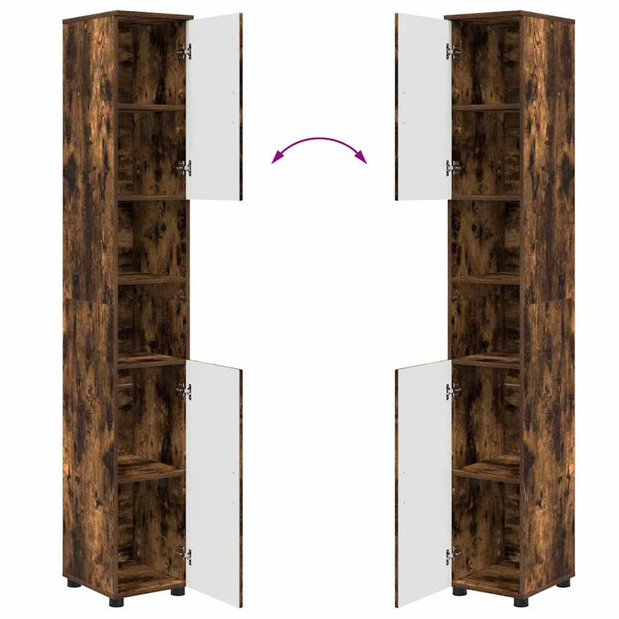 Badkamermeubelset 4 pcs Gerookt eiken Bewerkt hout & Metaal