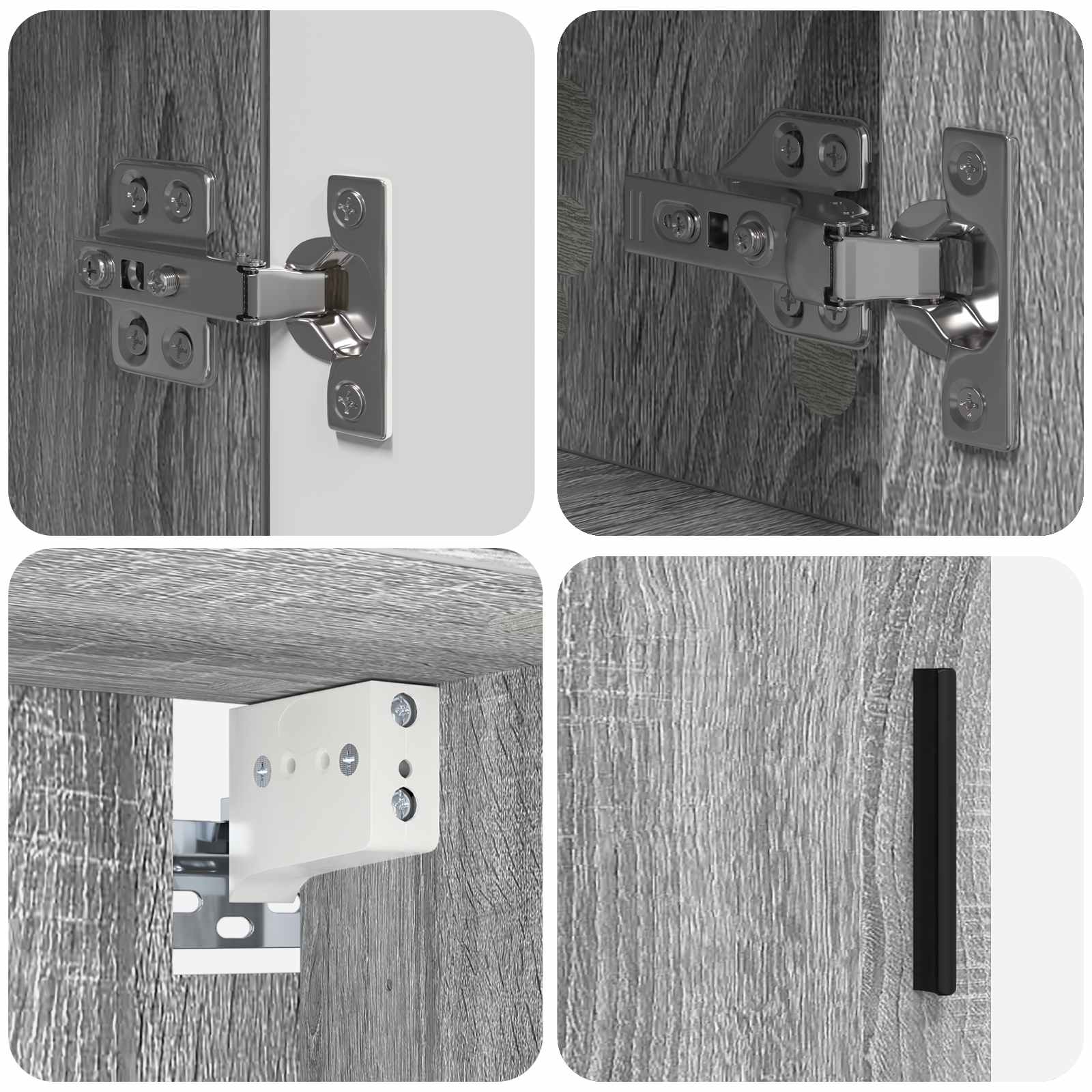 Badkamermeubelset 4 pcs Grijs Sonoma Bewerkt hout & Metaal