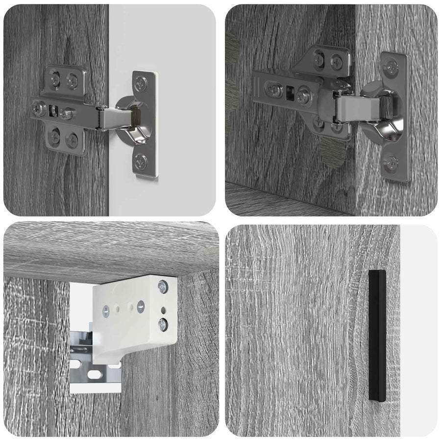 Badkamermeubelset 4 pcs Grijs Sonoma Bewerkt hout & Metaal