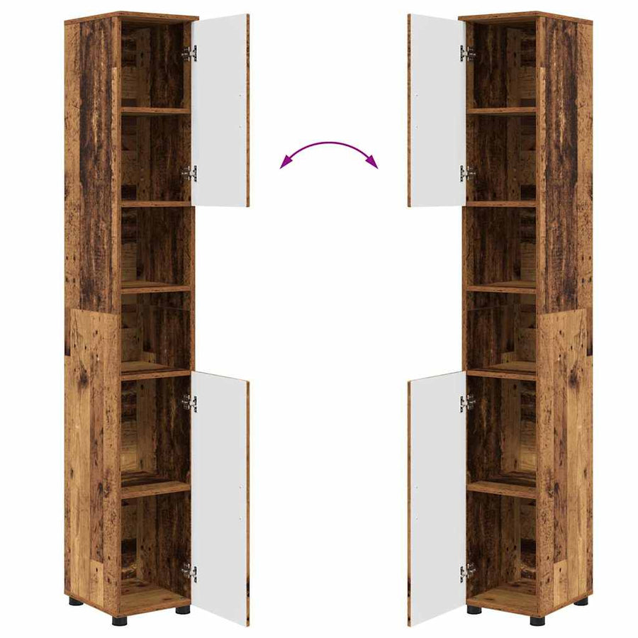 Badkamermeubelset 4 pcs Oud Hout Bewerkt hout & Metaal