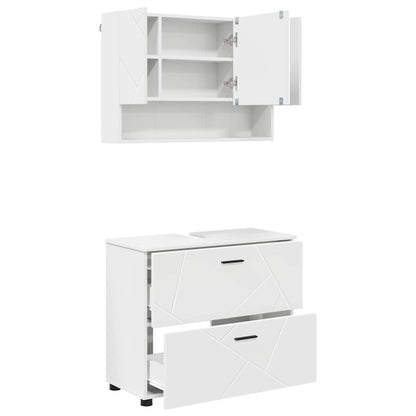 Badkamermeubelset 2 pcs Wit 76,5 x 35 x 64 cm Bewerkt hout