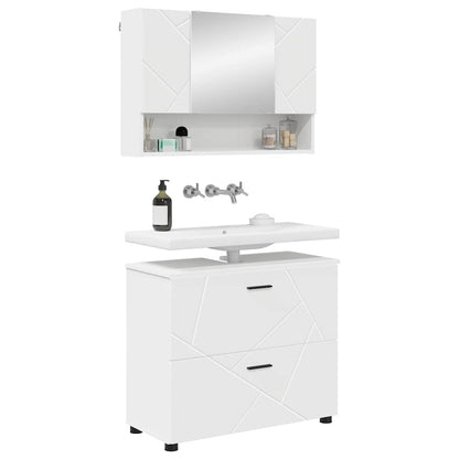 Badkamermeubelset 2 pcs Wit 76,5 x 35 x 64 cm Bewerkt hout